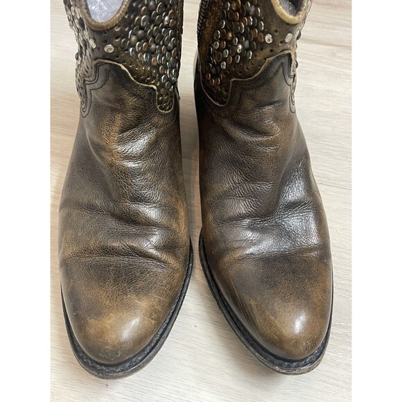 Frye Deborah Studded Brown Distressed (not Crackled) Leather Boots Sz 8 - Picture 7 of 14